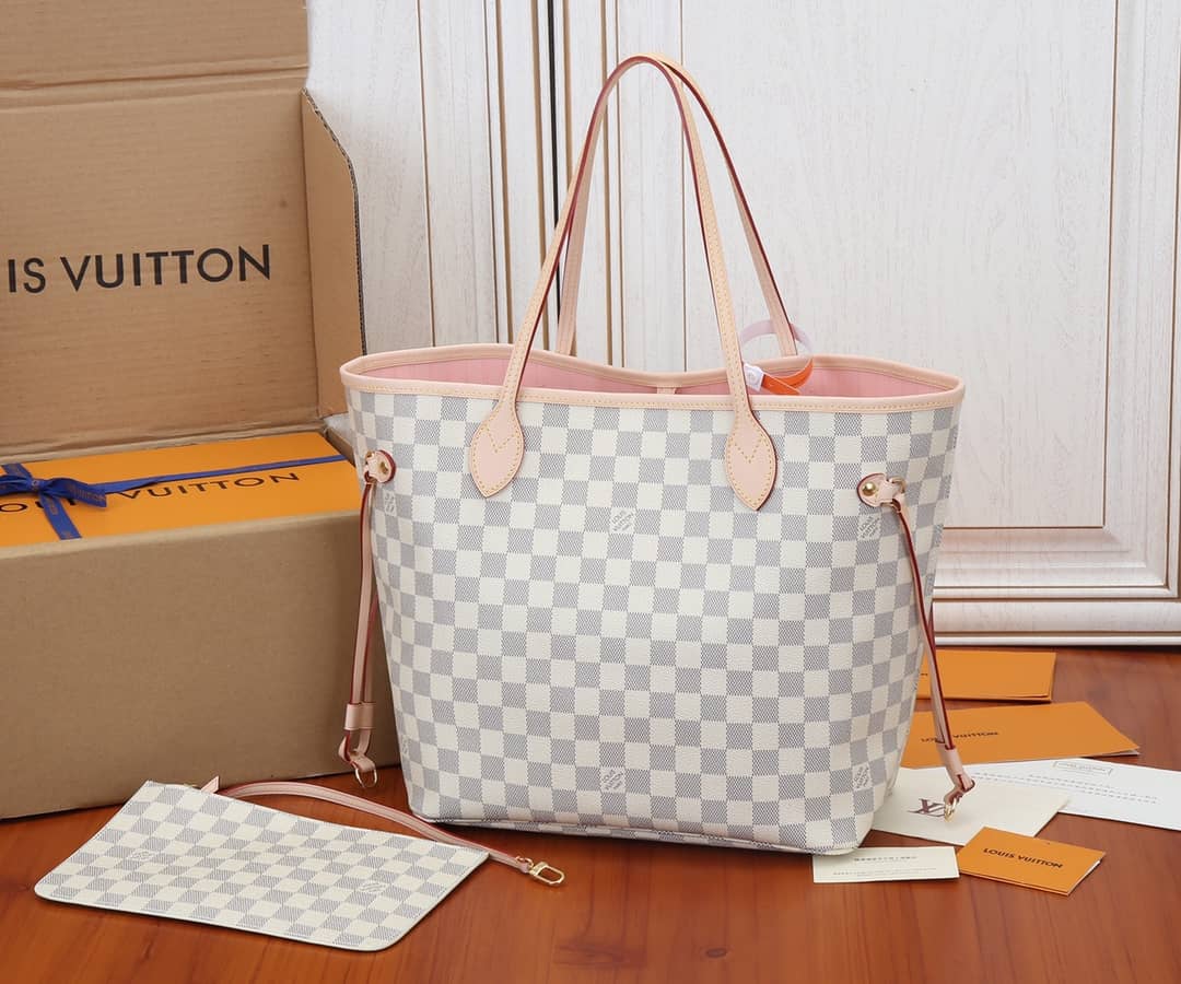 L0vis Vvtt0n Neverfull MM Damier Azur Tote Replica Pink N41361