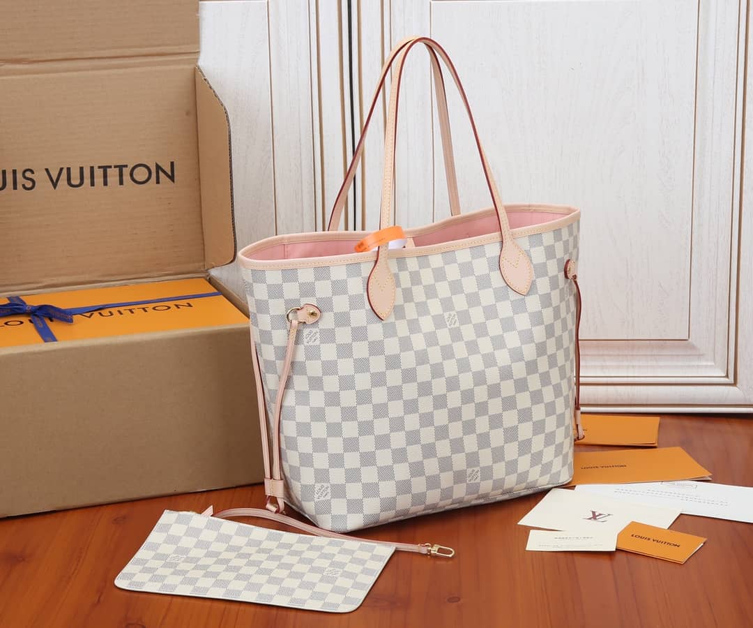 L0vis Vvtt0n Neverfull MM Damier Azur Tote Replica Pink N41361