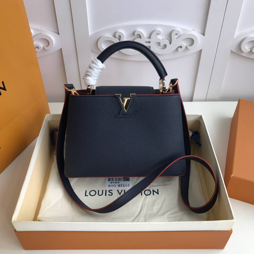 L0vis Vvtt0n Capucines MM 2way Taurillon Leather Shoulder Bag Replica Blue M43934