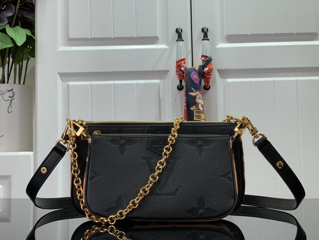 L0vis Vvtt0n Pochette Monogram Empreinte Cowhide Leather Replica Crossbody Bag Black M45777