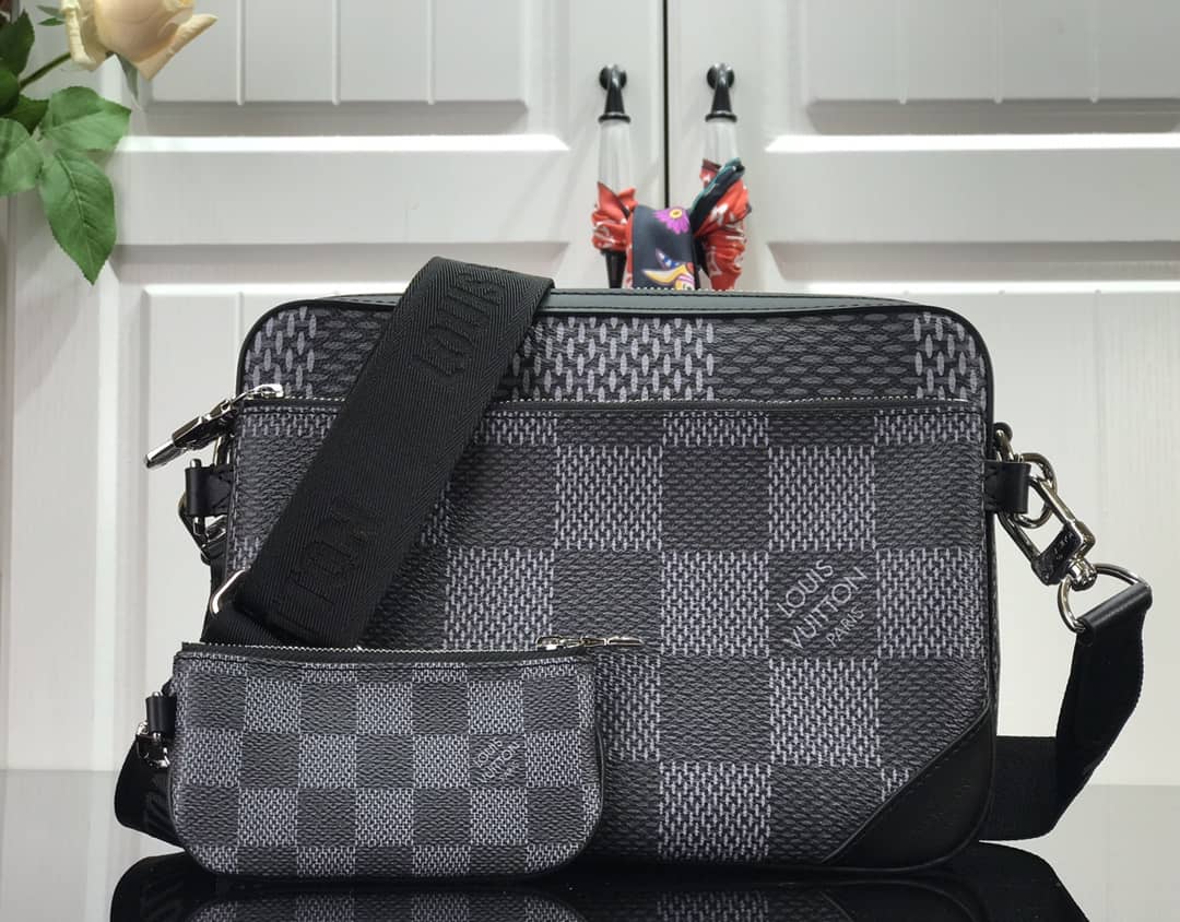 L0vis Vvtt0n Virgil Abloh Trio Multi Messenger Bag Replica Gray M69443