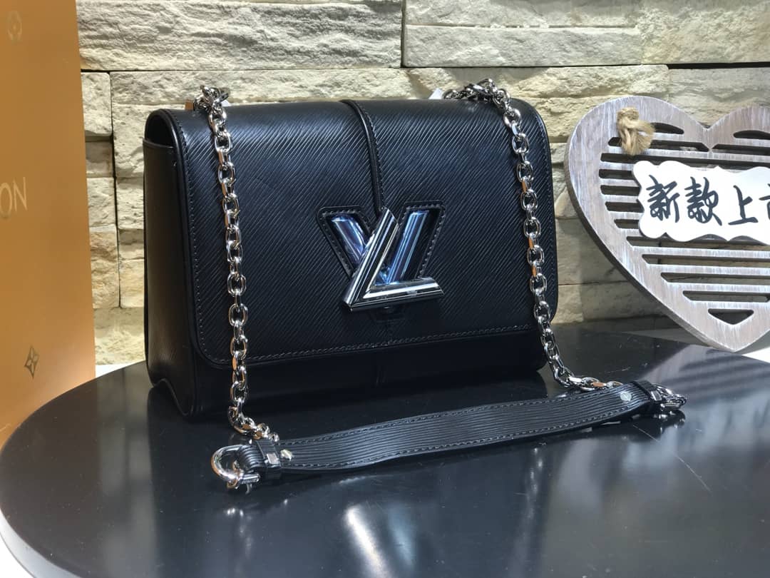 L0vis Vvtt0n Replica Bags Twist PM Epi Leather Replicas Handbag Black(ColaReps)
