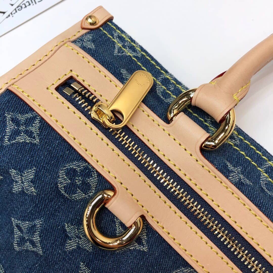 L0vis Vvtt0n Monogram Denim Flat Shopper Tote Replica M95018