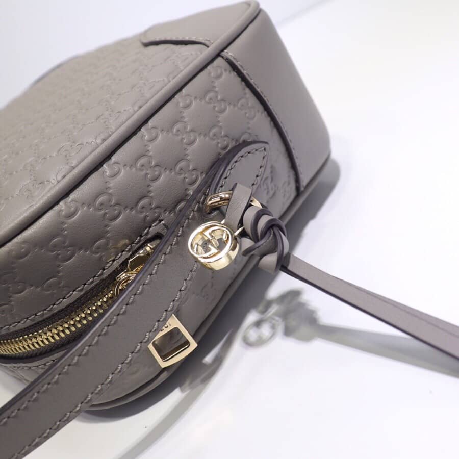 Gvc*1 Bree Gvc*1ssima GG Leather Canvas Camera Bag Replica Gray 449413