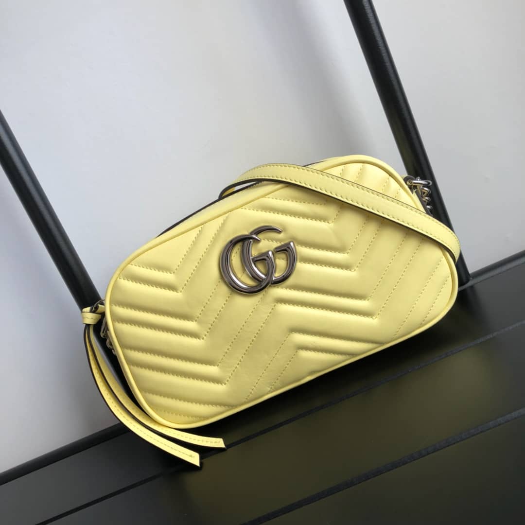 Gvc*1 GG Marmont Small Shoulder Handbag Camera Bag Replica Yellow 447632