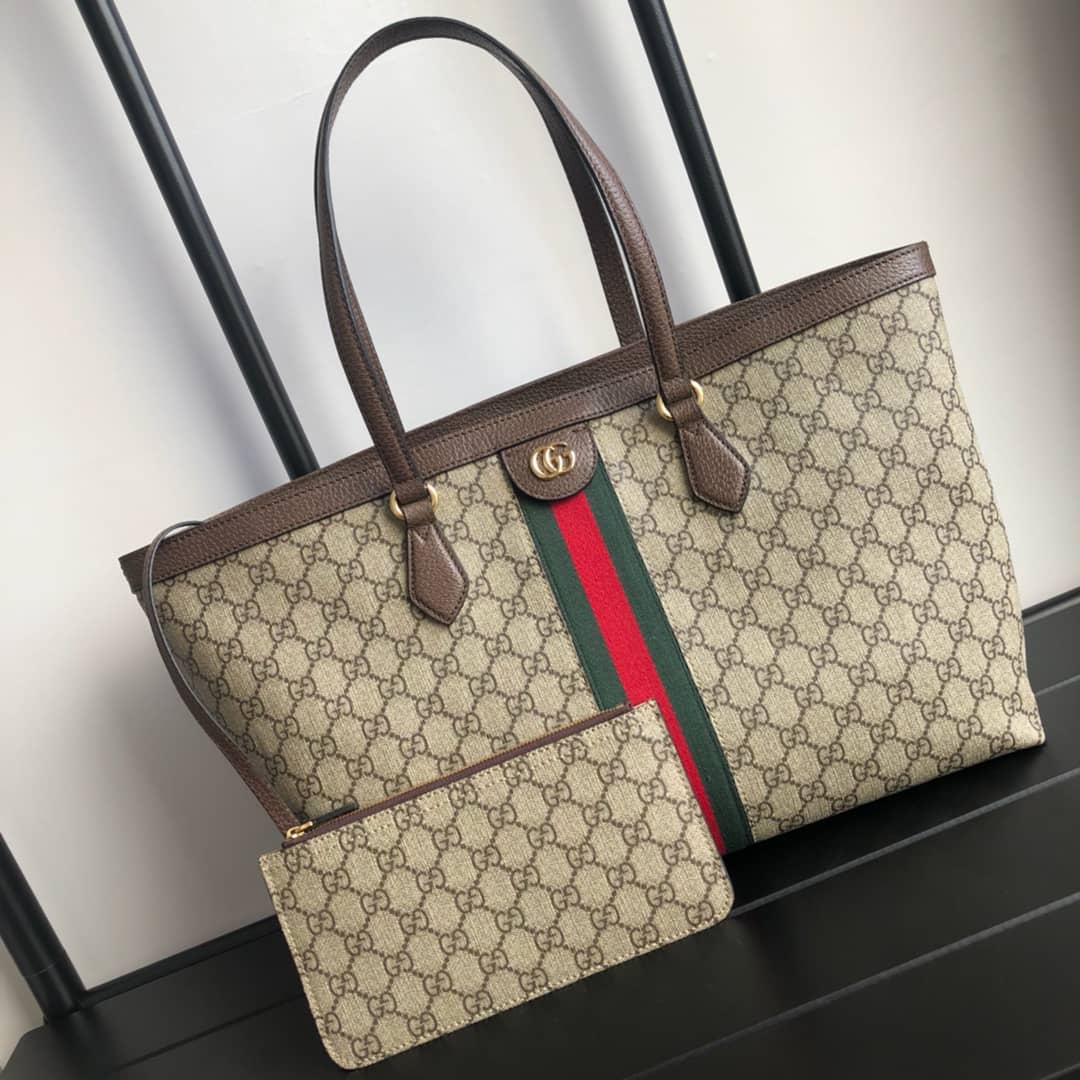 Gvc*1 Ophidia Leather Tote Replica Brown 631685
