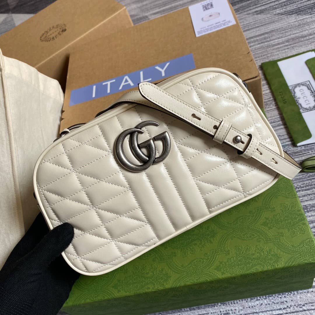 Gvc*1 GG Marmont Small Shoulder Handbag Camera Bag Replica White 447632