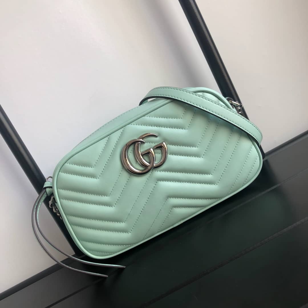 Gvc*1 GG Marmont Small Shoulder Handbag Camera Bag Replica Green 447632