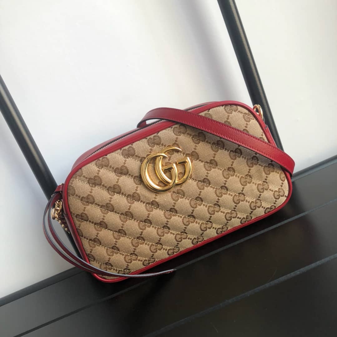 Gvc*1 GG Marmont Small Shoulder Handbag Camera Bag Replica Brown 447632