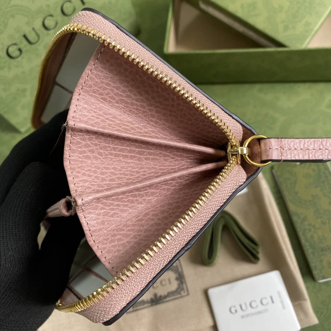 Gvc*1 GG Marmont Leather Zip Long Wallet Replica 456117