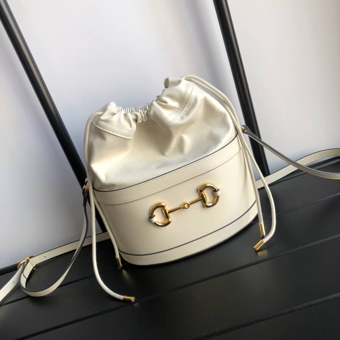 Gvc*1 1955 Horsebit Shoulder Bucket Bag Replica White 602118