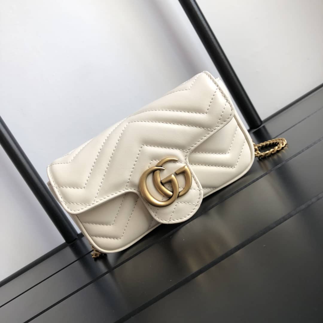 Gvc*1 GG Marmont Matelasse Leather Mini Shoulder Bag Replica White 476433
