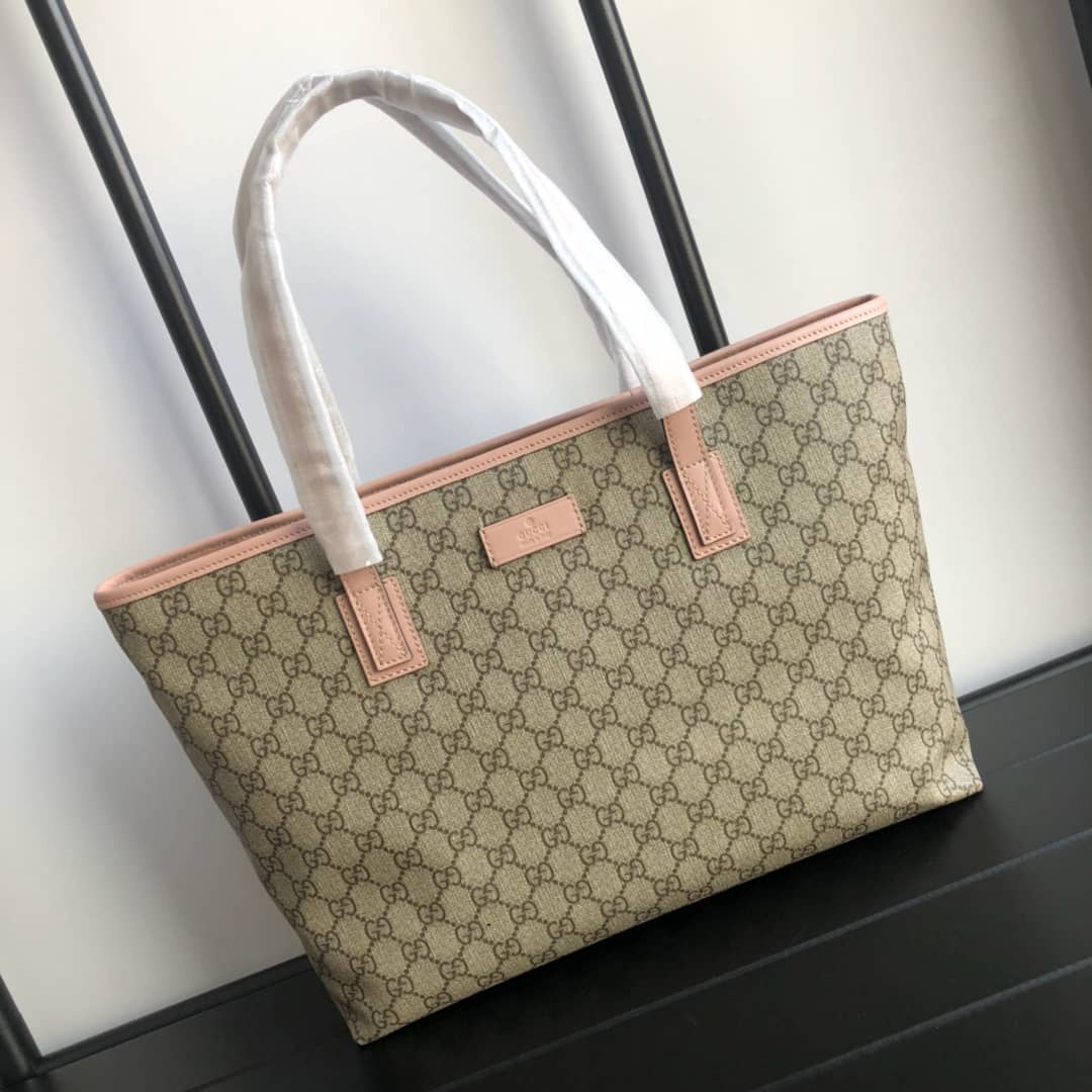 Gvc*1 GG Plus Large Zip Top PVC Replica Tote Gray Pink 211137