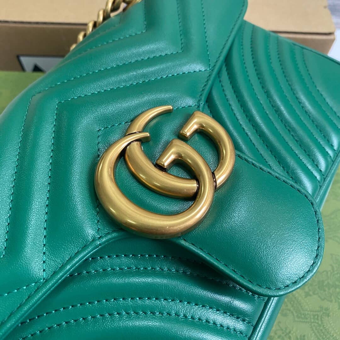 Gvc*1 GG Marmont Matelasse Shoulder Bag Replica Green 443497