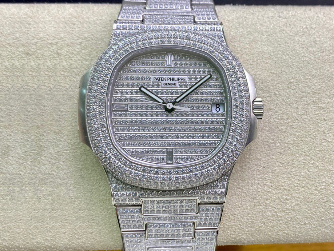 Replica Pat*k Phi1i*pe Nautilus 5719/10G-010 1:1 Best Edition PPF Factory V4 Silver D1am0nd Swiss ETA324