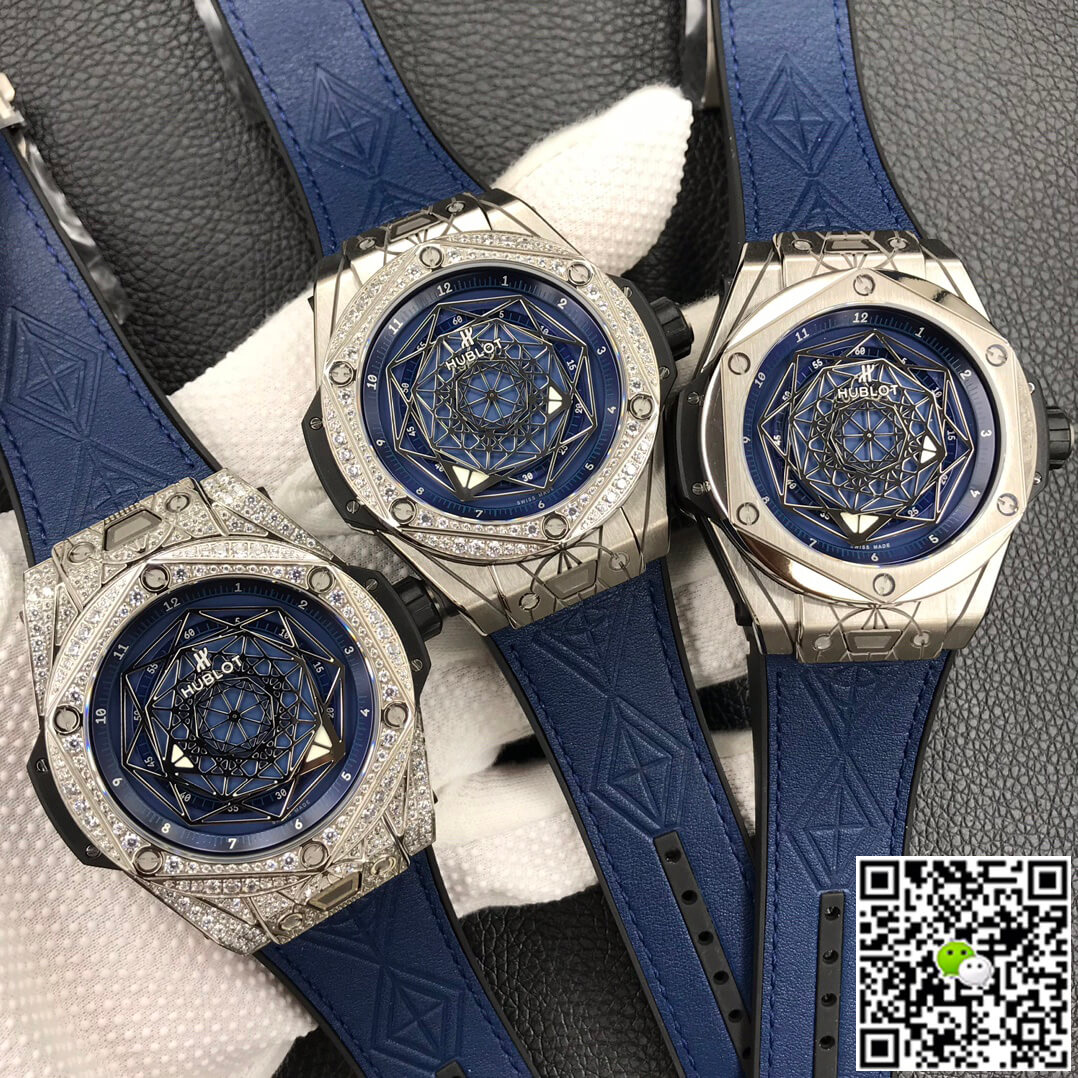 Replica Hublot Big Bang 1:1 Best Edition WWF Factory Full D1am0nd Blue Dial