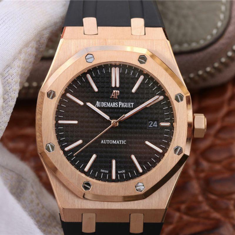 Replica Audemars P1g*et Royal Oak 15400OR.OO.D002CR.01 JF Factory 1:1 Best Edition Swiss ETA3120 Black Dial