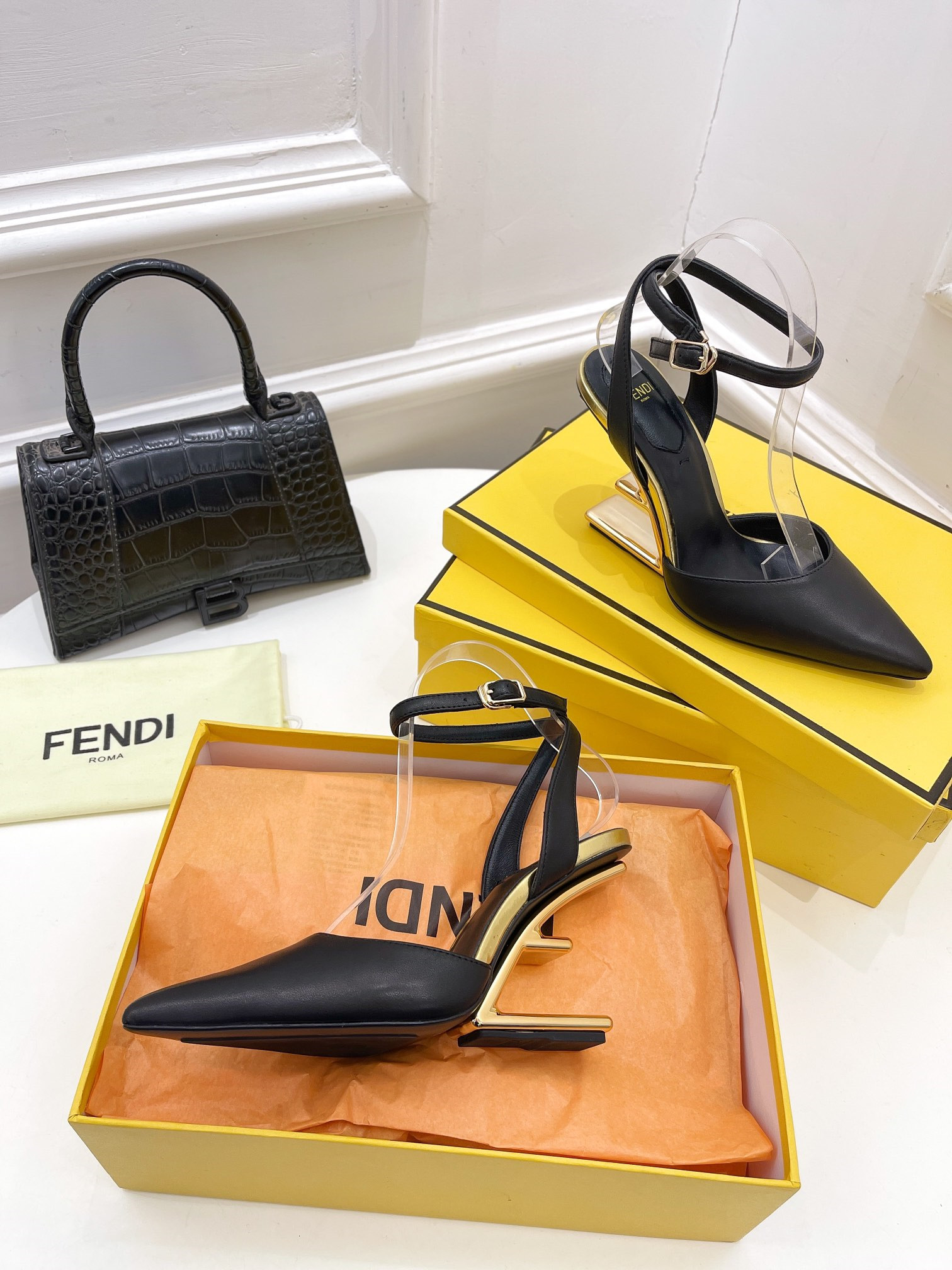 F**di first leather high-heel sandals