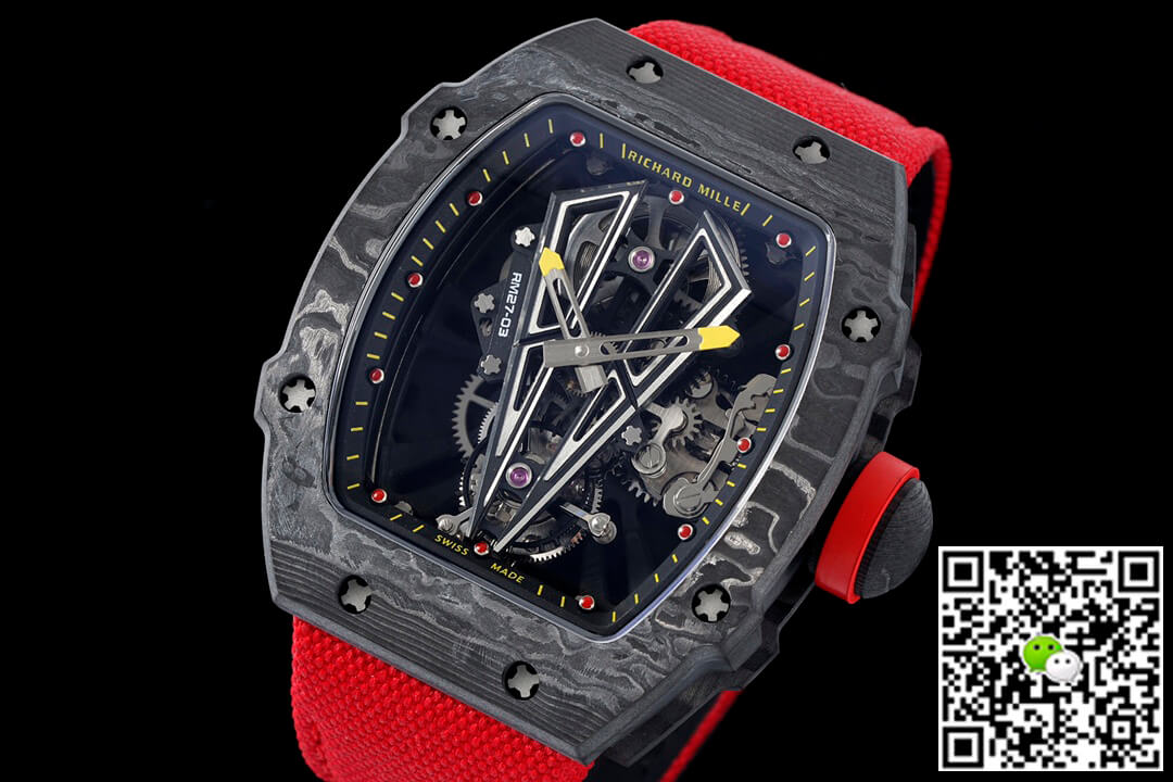Replica Richard Mille RM27-03 Rafael Nadal Tourbillon 1:1 Best Edition RM Factory Red Strap
